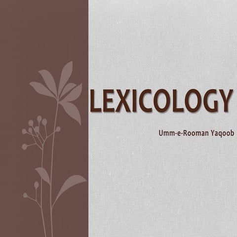 Lexicology