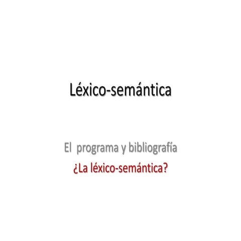Lexicosemantica