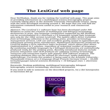 Lexigraf - a multilingual lexicography DTP engine