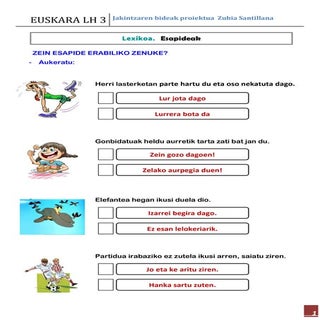 Lexikoa esapideak   ariketak