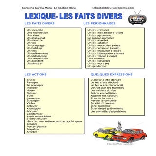 Lexique  les faits divers
