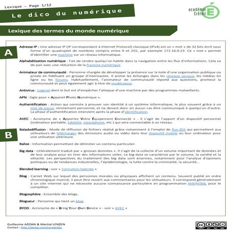 Lexique numerique