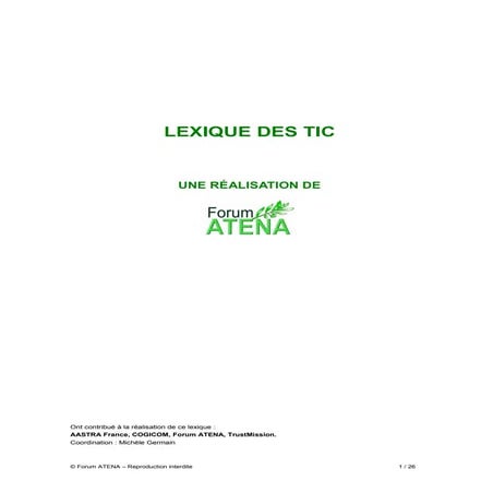 Forum ATENA 2010 – Lexique des TIC