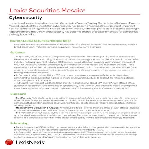 Lexis Securities Mosaic - Cybersecurity