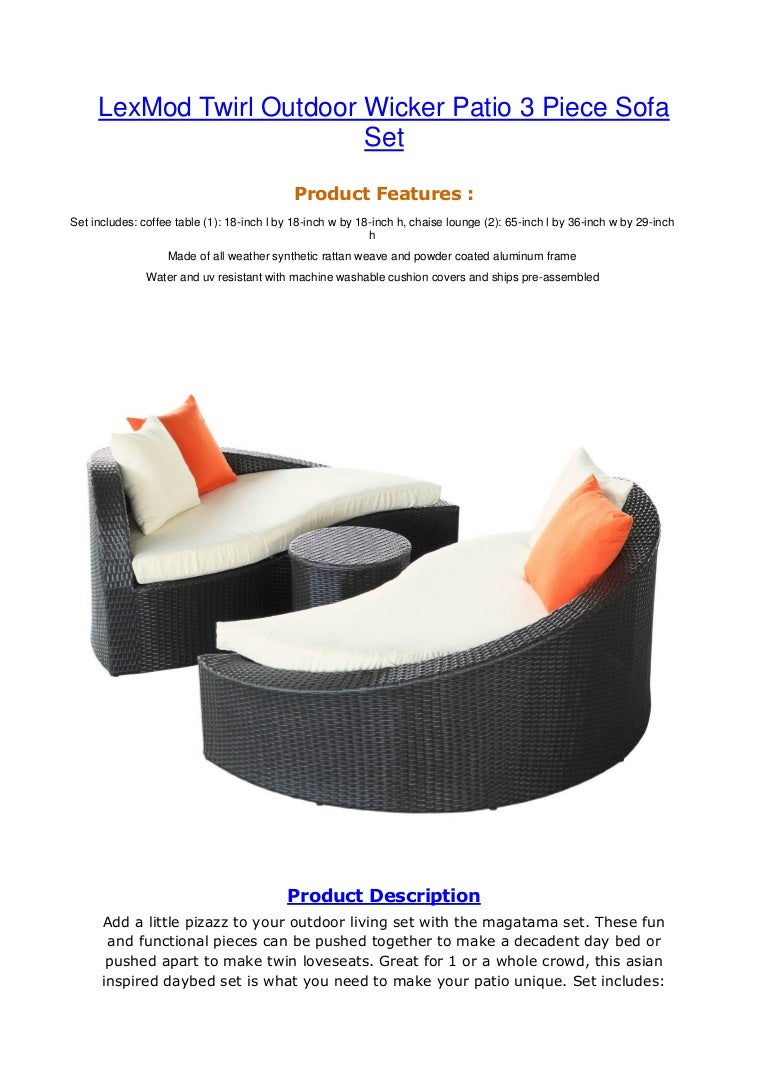 outdoor loveseats furniture on Lex Mod Twirl Outdoor Wicker Patio 3 Piece Sofa Set