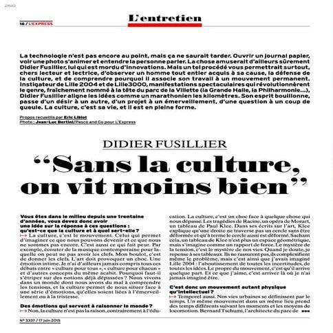 La Culture est un choc, un mouvement physique, intellectuel et temporel