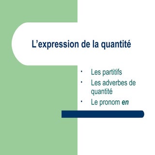 L’Expression De La Quantité