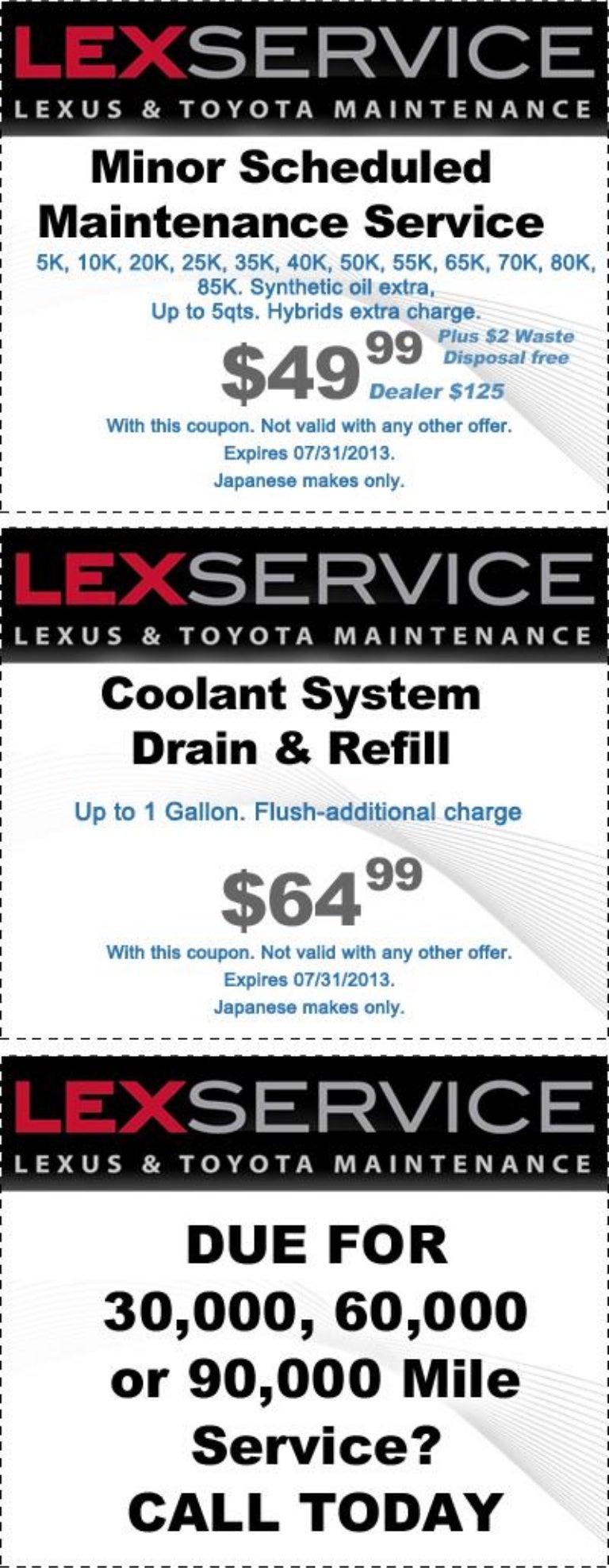 Lexus service discount coupons