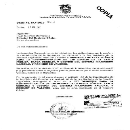 Ley Restructuración Deudas 