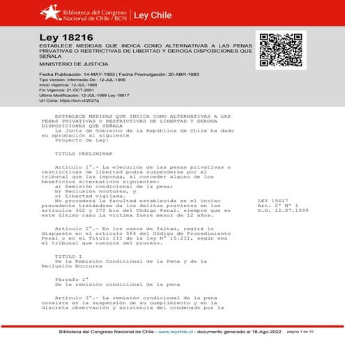Ley 20603 modifica ley 18216 | DOC