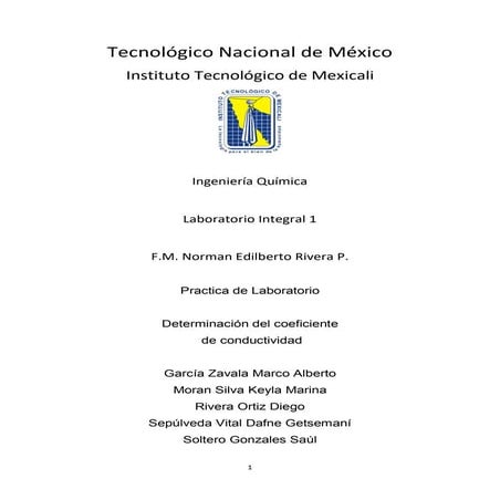 Practica 12 Determinación del coeficiente de conductividad (Ley de Fourier)