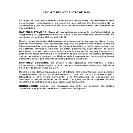 Ley 1273 del 5 de enero de 2009