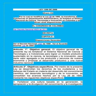Ley 1286 de 2009