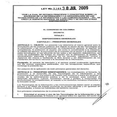 Ley 1341 de 2009