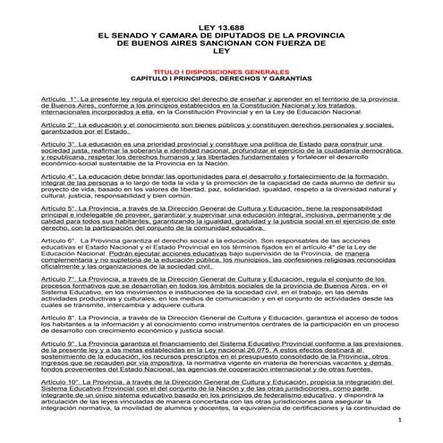 Ley 13688 subrayada | DOC