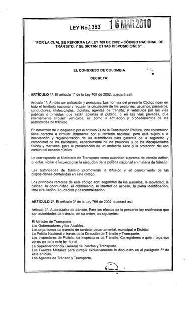 Ley 1383 ..