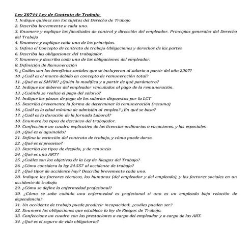 Ley 20744 ley de contrato de trabajo | DOCX