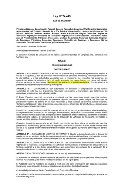 Ley 24.449 (tránsito)