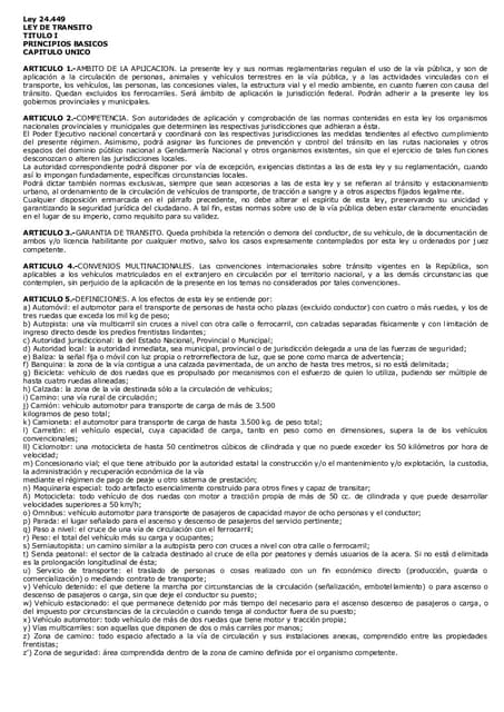 Ley nacional de tránsito y seguridad vial n° 24.449