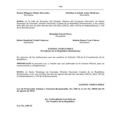 Ley 248 12  Maltrato Animal y Tenencia Responsable