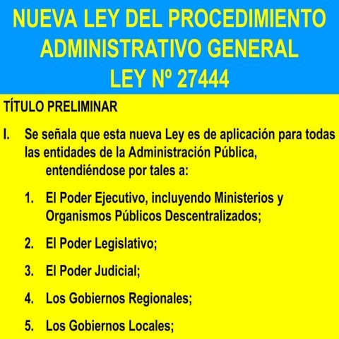 PPT sobre la Ley 27444 aspectos generales | PPTX