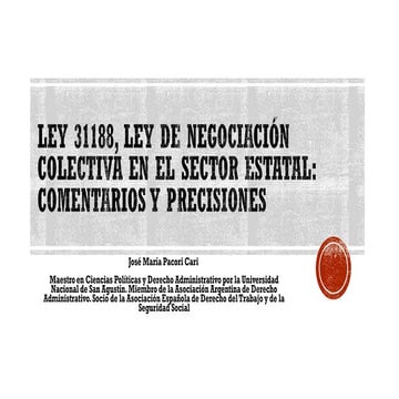 LEY 31188 DE NEGOCIACIÓN COLECTIVA - AUTOR JOSÉ MARÍA PACORI CARI | PDF