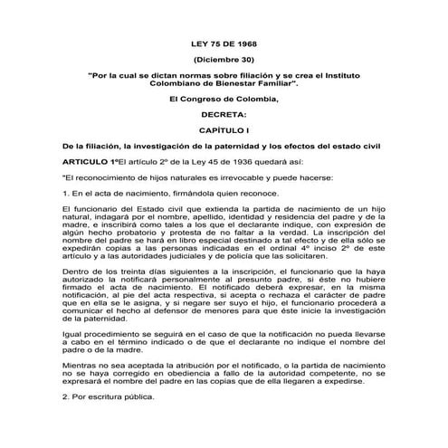 Ley 75 de 1968