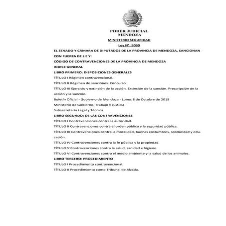 Comprehensive Overview of Mendoza's Contraventions Code and Judicial ...