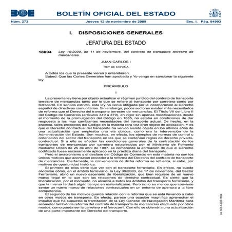 Ley Contrato Transporte MercancíAs