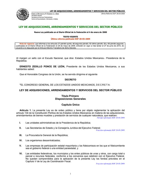 Ley De Adquisiciones 2009