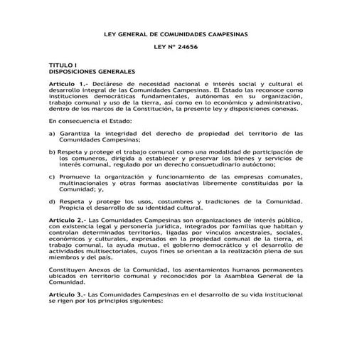 Ley de comunidades campesinas