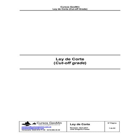 Ley de corte (cut off grade)