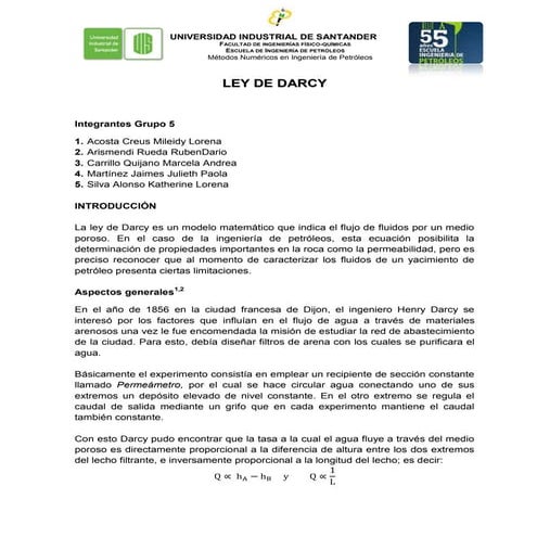 Ley de darcy o1 grupo 5