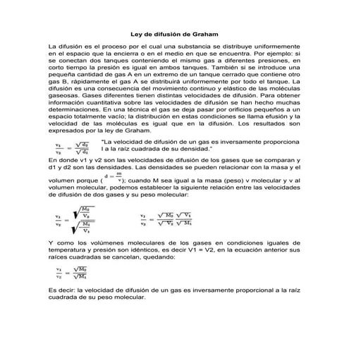 Relacion entre Ley de Fick y Ley de Graham
