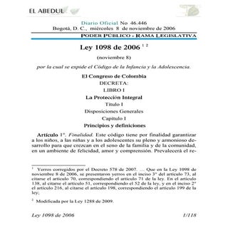Ley de infancia y adolescencia 1098...