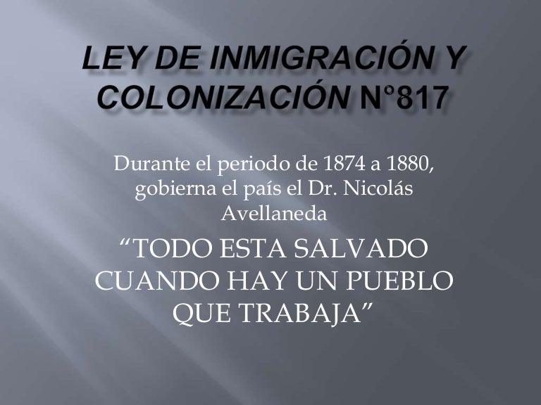 Ley de inmigración y colonización n°817