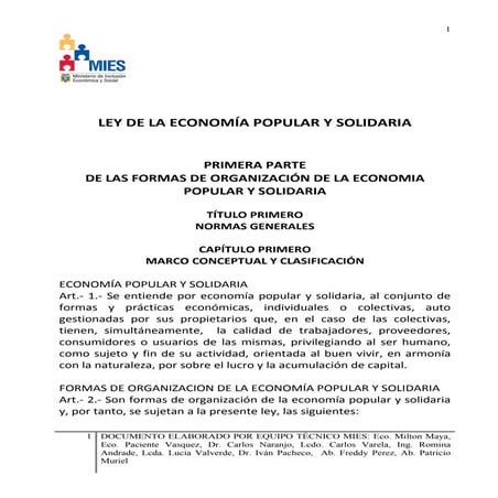 Ley organica de la economia popular y solidaria | PPTX