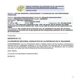 Ley De Licencia  Asueto Y Vacacione...