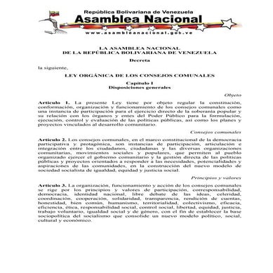 Ley de proyectos comunales locc