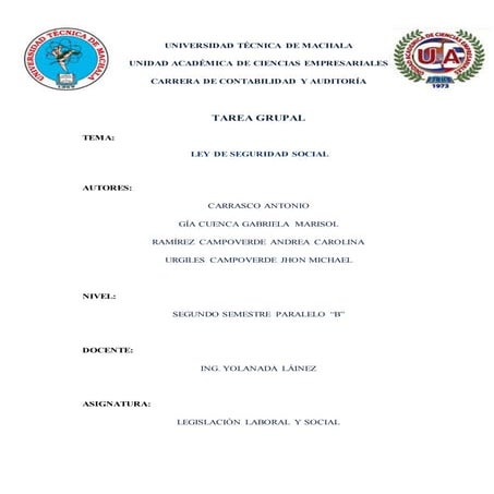 Ley de Seguridad Social Informe