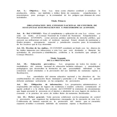 Ley de sustancias estupefacientes y psicotropicas | DOCX