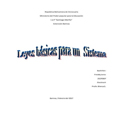 Leyes básicas para un  sistema