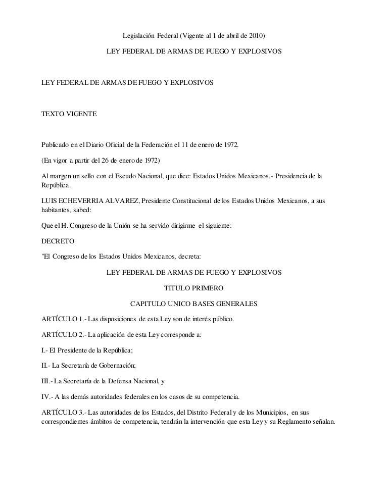 Ley federal de armas de fuego y explosivos completa