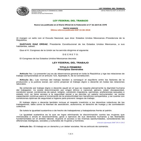 Ley federal del trabajo | PDF