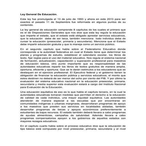La ley general de educación | PPTX