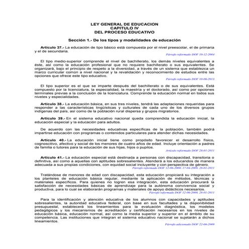 Ley general de la educacion capitulo 4 | DOCX