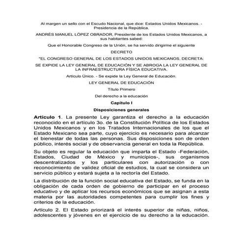 RESUMEN DE LEY GENERAL DE EDUCACIÓN PRESENTACIÓN | PDF