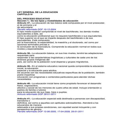 Ley general de la educacion capitulo 4