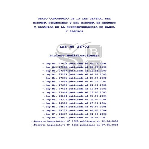 Ley general del sisyema financiero  26702