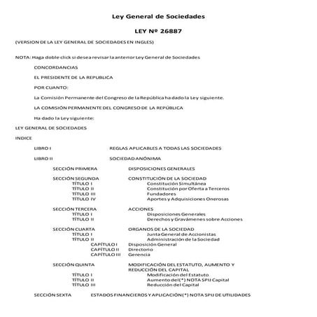 Ley general de sociedades 26887 spij | DOCX